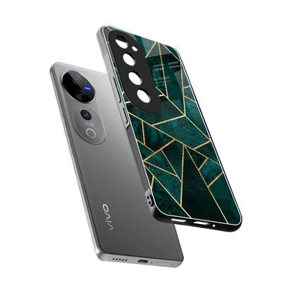 Emerald Geometry sleek vivo v40 pro cover with tempered glass back and TPU edges