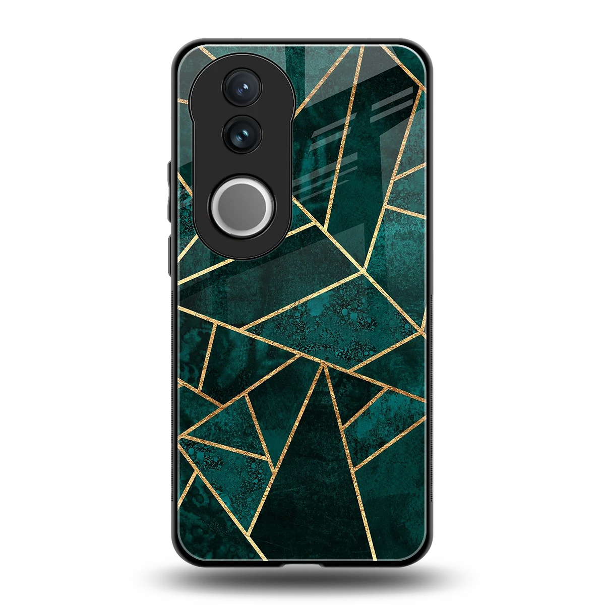 Emerald Geometry back phone cover | glass case for vivo v50