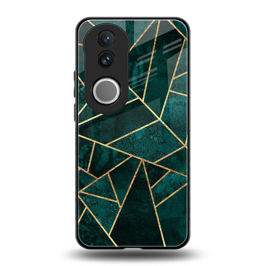 Emerald Geometry back phone cover | glass case for vivo v50
