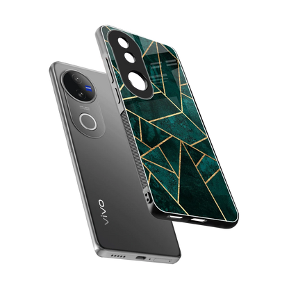 Emerald Geometry sleek vivo v50 cover with tempered glass back and TPU edges