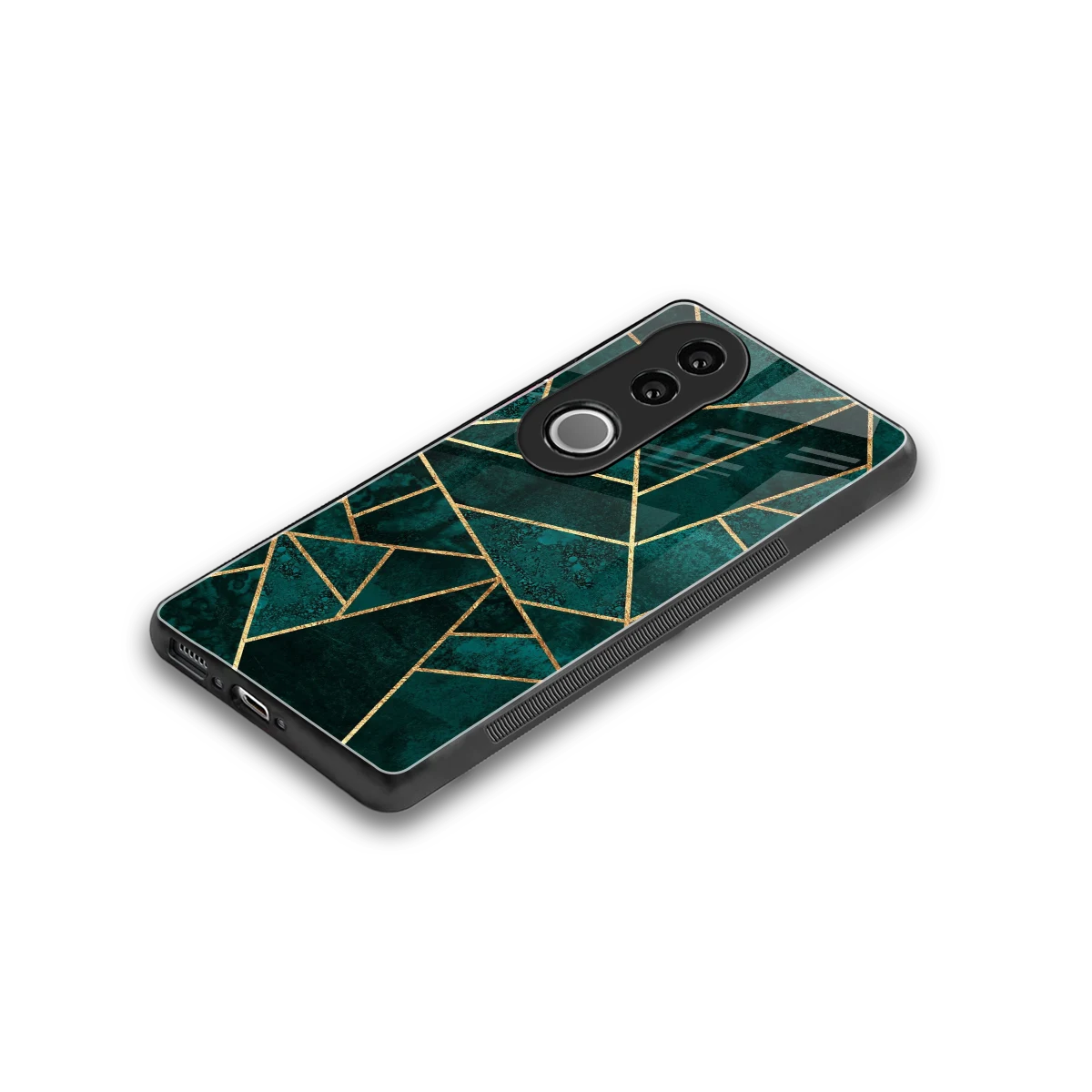 Emerald Geometry stylish phone case for vivo v50 | glossy glass and slim fit