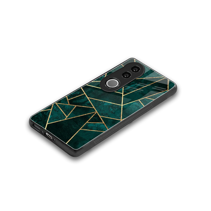 Emerald Geometry stylish phone case for vivo v50 | glossy glass and slim fit