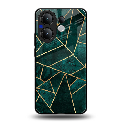 Emerald Geometry back phone cover | glass case for vivo v60