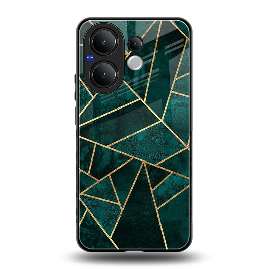 Emerald Geometry back phone cover | glass case for vivo v60