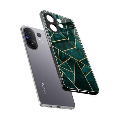 Emerald Geometry sleek vivo v60 cover with tempered glass back and TPU edges
