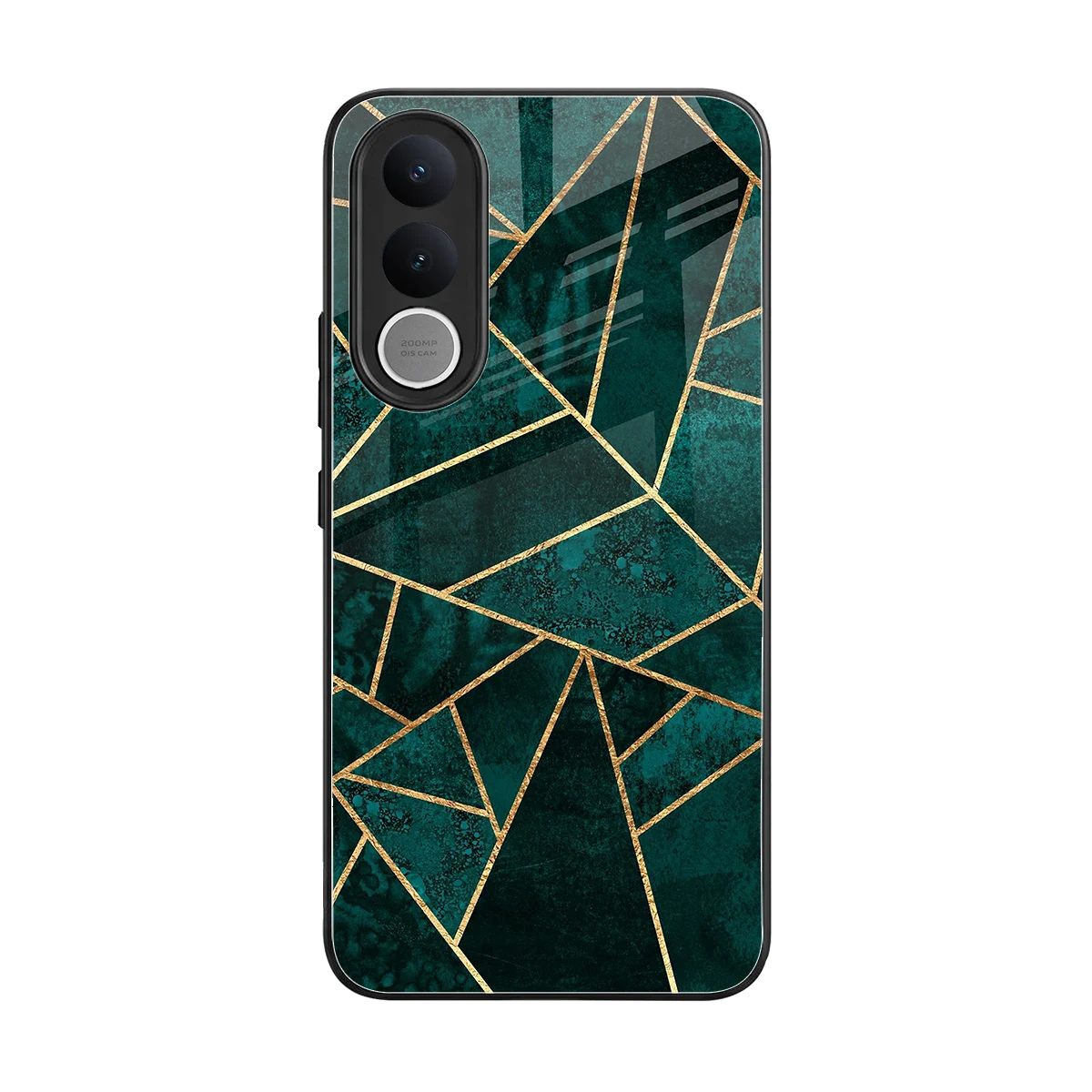 Emerald Geometry back phone cover | glass case for vivo v70 fe