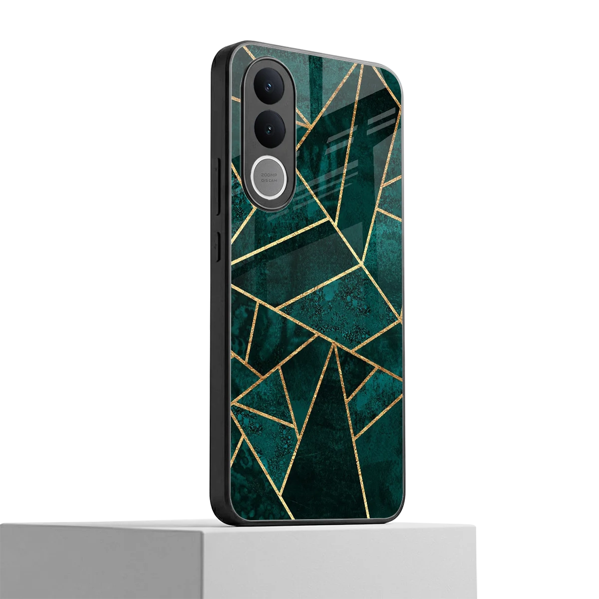 Emerald Geometry vivo v70 fe mobile cover | shockproof glass phone case