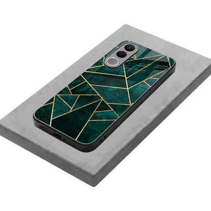 Emerald Geometry stylish phone case for vivo v70 fe | glossy glass and slim fit