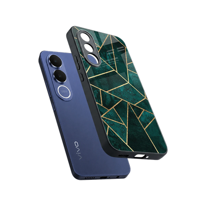 Emerald Geometry sleek vivo v70 fe cover with tempered glass back and TPU edges