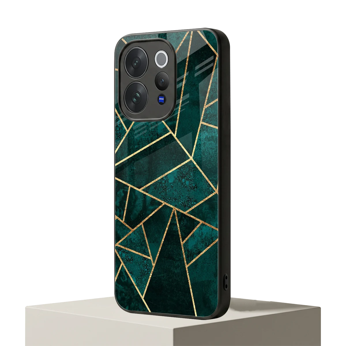 Emerald Geometry vivo v70 elite mobile cover | shockproof glass phone case