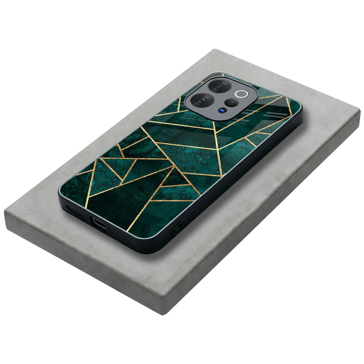 Emerald Geometry stylish phone case for vivo v70 elite | glossy glass and slim fit