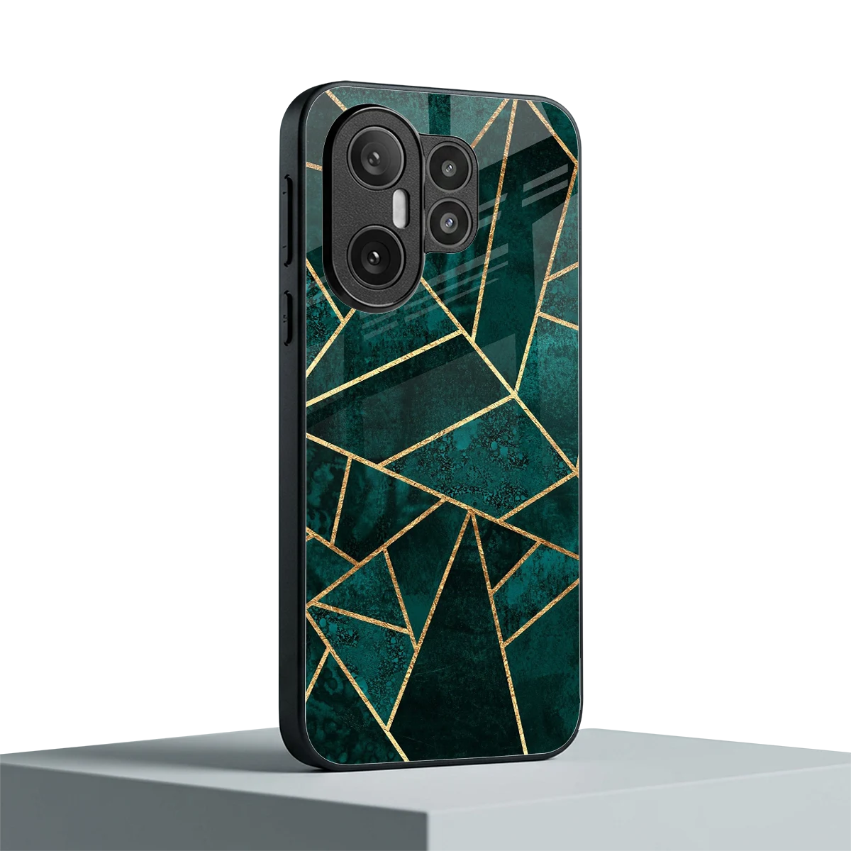 Emerald Geometry vivo x200 fe mobile cover | shockproof glass phone case