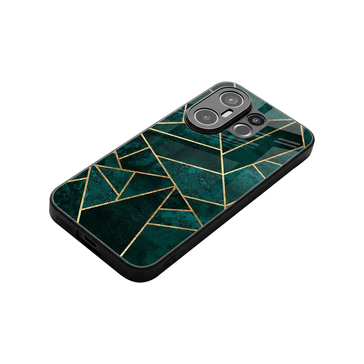 Emerald Geometry stylish phone case for vivo x200 fe | glossy glass and slim fit