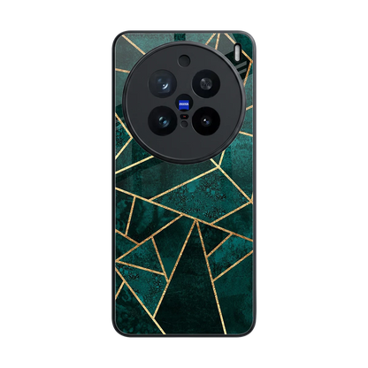 Emerald Geometry back phone cover | glass case for vivo x200 pro