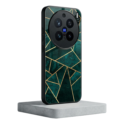 Emerald Geometry vivo x200 pro mobile cover | shockproof glass phone case