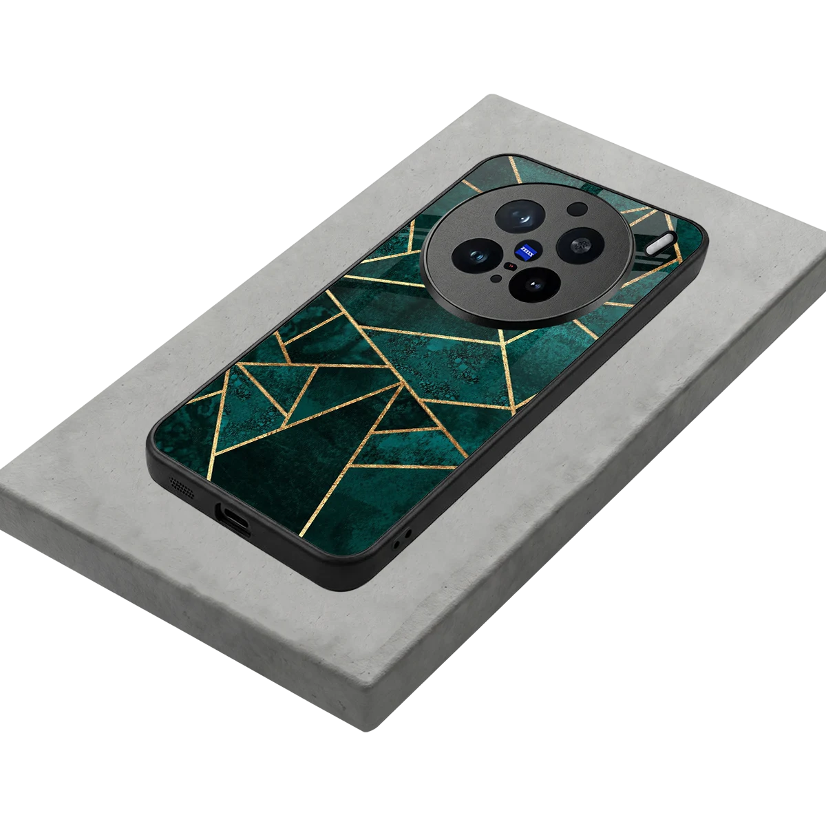 Emerald Geometry stylish phone case for vivo x200 pro | glossy glass and slim fit