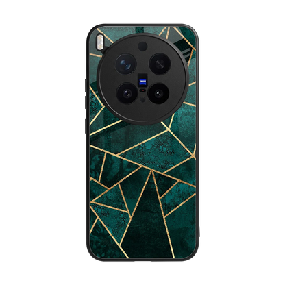 Emerald Geometry back phone cover | glass case for vivo x300 pro