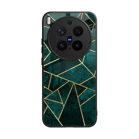 Emerald Geometry back phone cover | glass case for vivo x300 pro