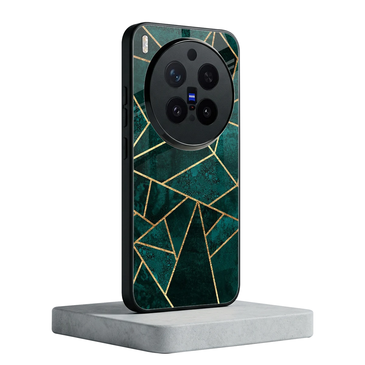 Emerald Geometry vivo x300 pro mobile cover | shockproof glass phone case