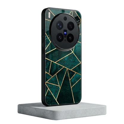 Emerald Geometry vivo x300 pro mobile cover | shockproof glass phone case