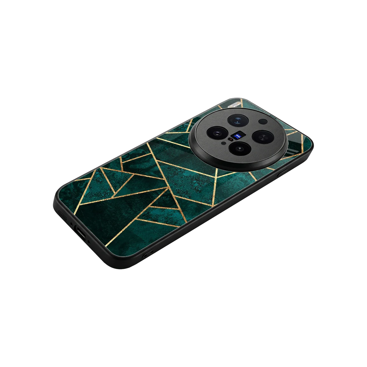 Emerald Geometry stylish phone case for vivo x300 pro | glossy glass and slim fit
