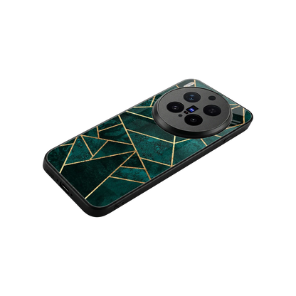 Emerald Geometry stylish phone case for vivo x300 pro | glossy glass and slim fit