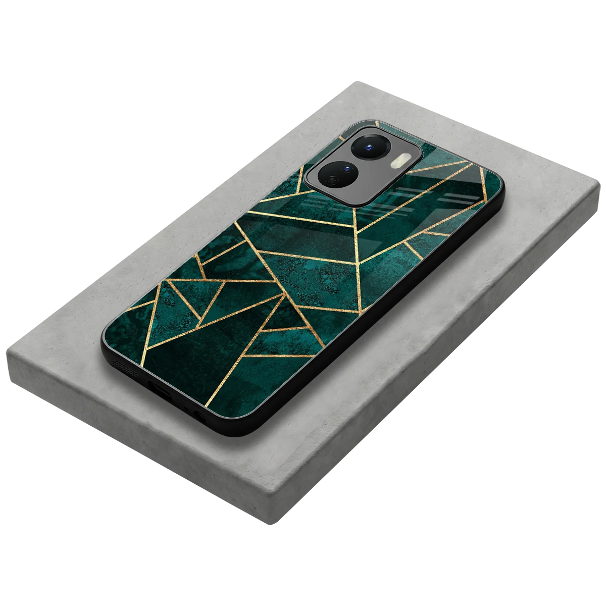 Emerald Geometry stylish phone case for vivo y16 | glossy glass and slim fit
