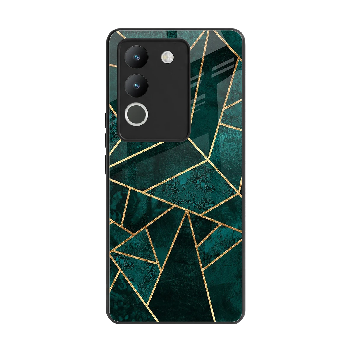 Emerald Geometry back phone cover | glass case for vivo y200 5g
