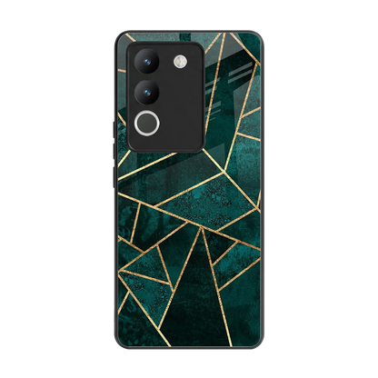 Emerald Geometry back phone cover | glass case for vivo y200 5g