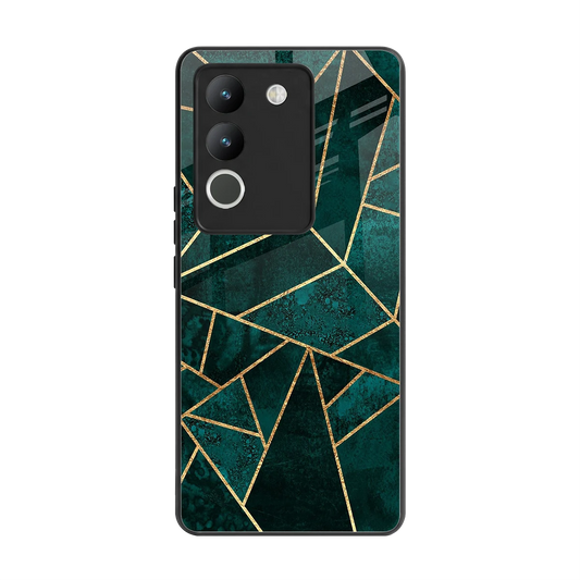 Emerald Geometry back phone cover | glass case for vivo y200 5g