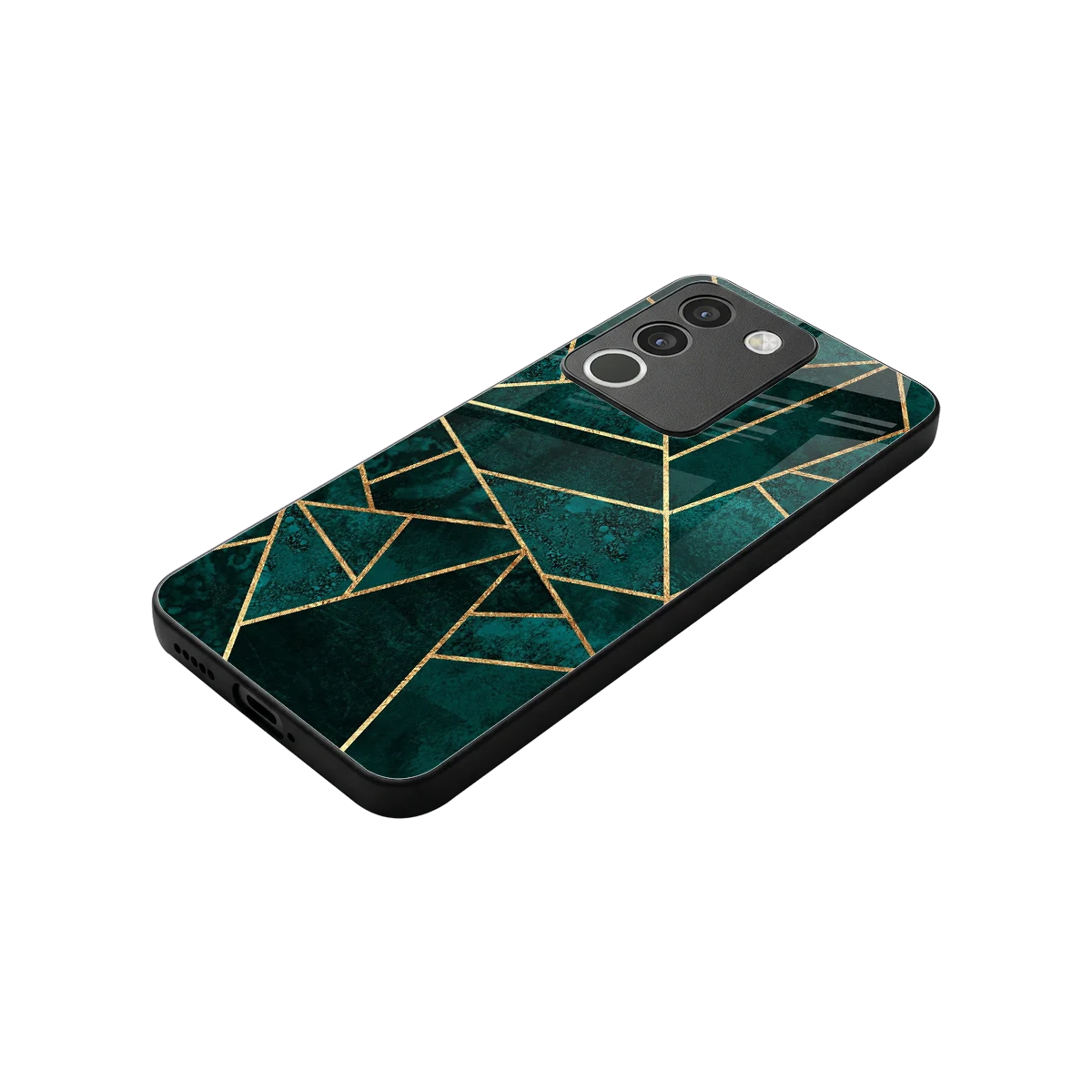 Emerald Geometry stylish phone case for vivo y200 5g | glossy glass and slim fit