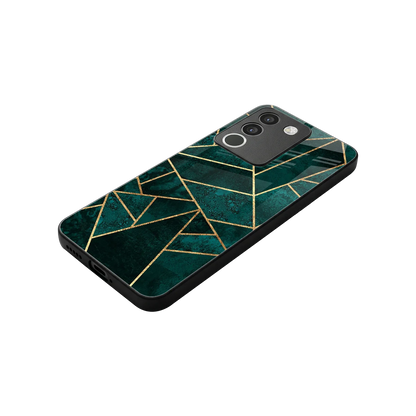 Emerald Geometry stylish phone case for vivo y200 5g | glossy glass and slim fit