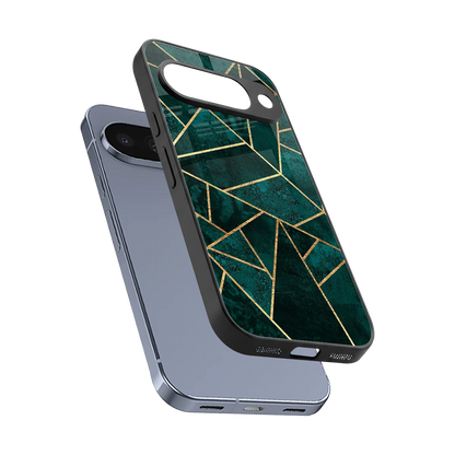 Emerald Geometry sleek google pixel 10 cover with tempered glass back and TPU edges