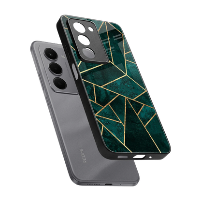 Emerald Geometry sleek redmi 15 5g cover with tempered glass back and TPU edges