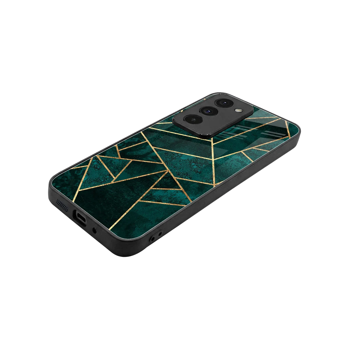 Emerald Geometry stylish phone case for redmi 15 5g | glossy glass and slim fit