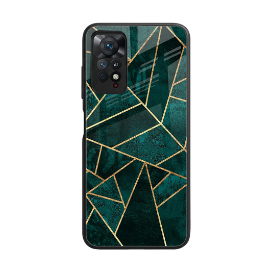 Emerald Geometry back phone cover | glass case for redmi note 11 pro