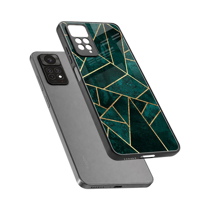 Emerald Geometry sleek redmi note 11 pro cover with tempered glass back and TPU edges