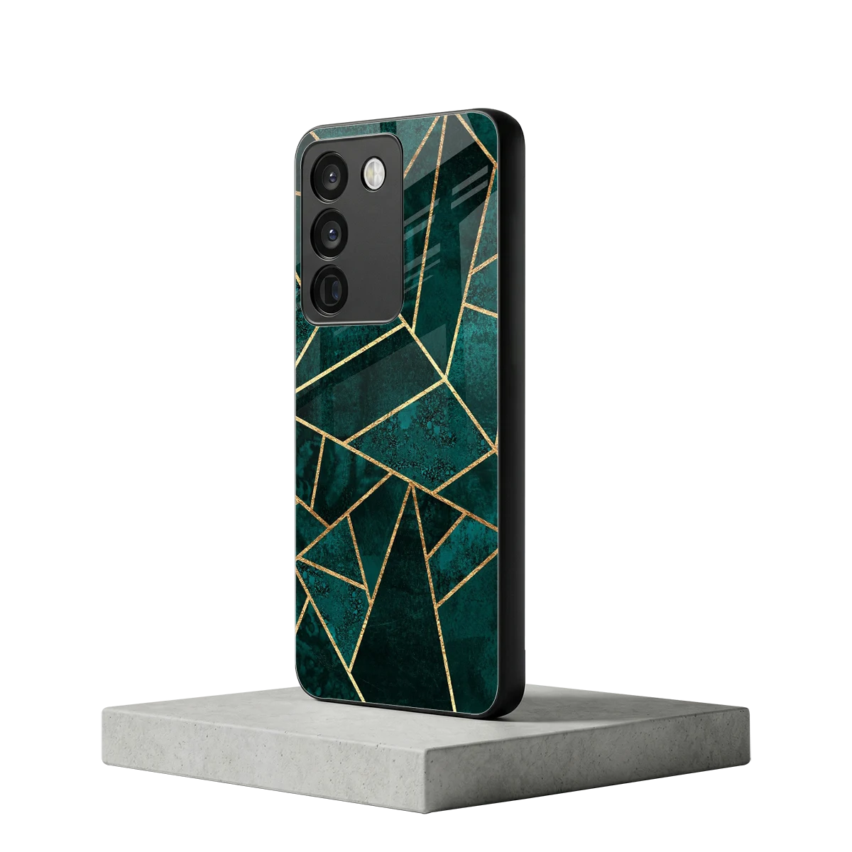 Emerald Geometry vivo y200 5g mobile cover | shockproof glass phone case