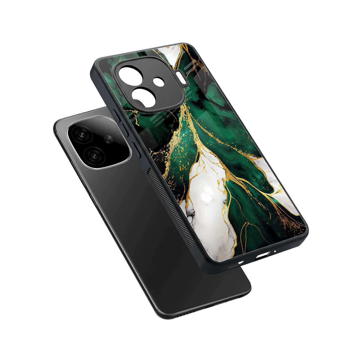 Emerald Luxe sleek iqoo neo 10r 5g cover with tempered glass back and TPU edges