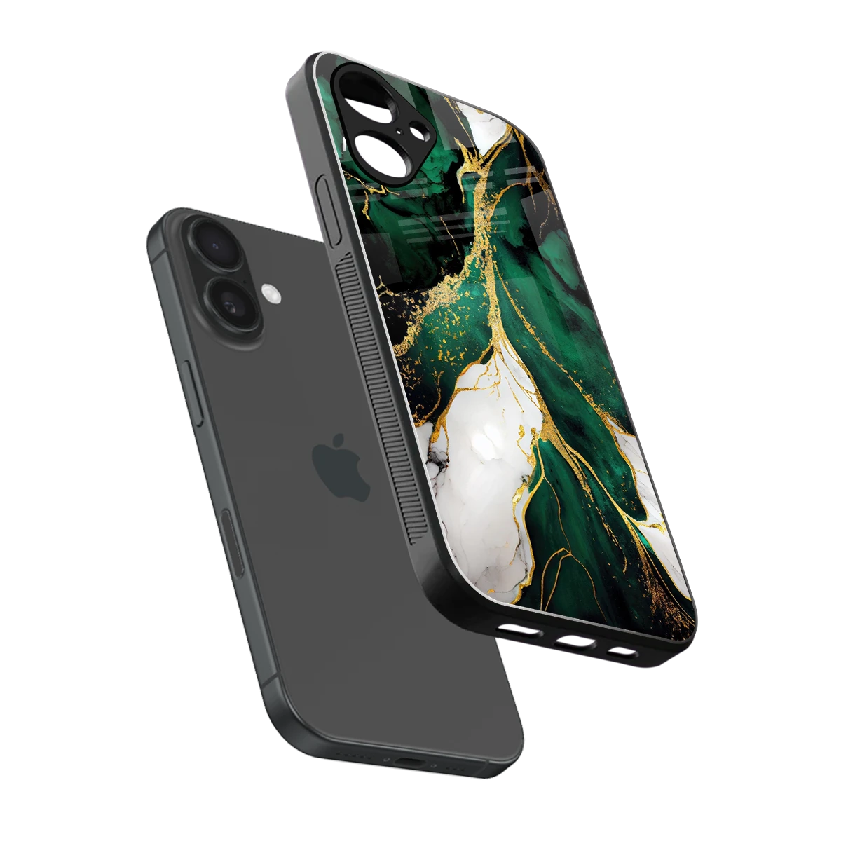 Emerald Luxe sleek iPhone 16 cover with tempered glass back and TPU edges