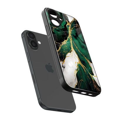 Emerald Luxe sleek iPhone 16 cover with tempered glass back and TPU edges