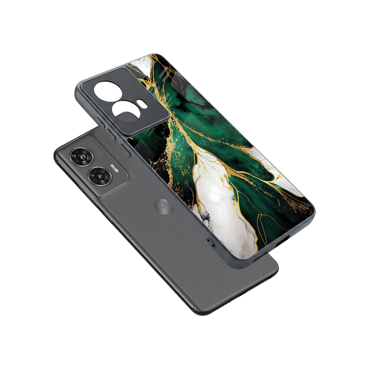 Emerald Luxe sleek motorola edge 50 fusion cover with tempered glass back and TPU edges