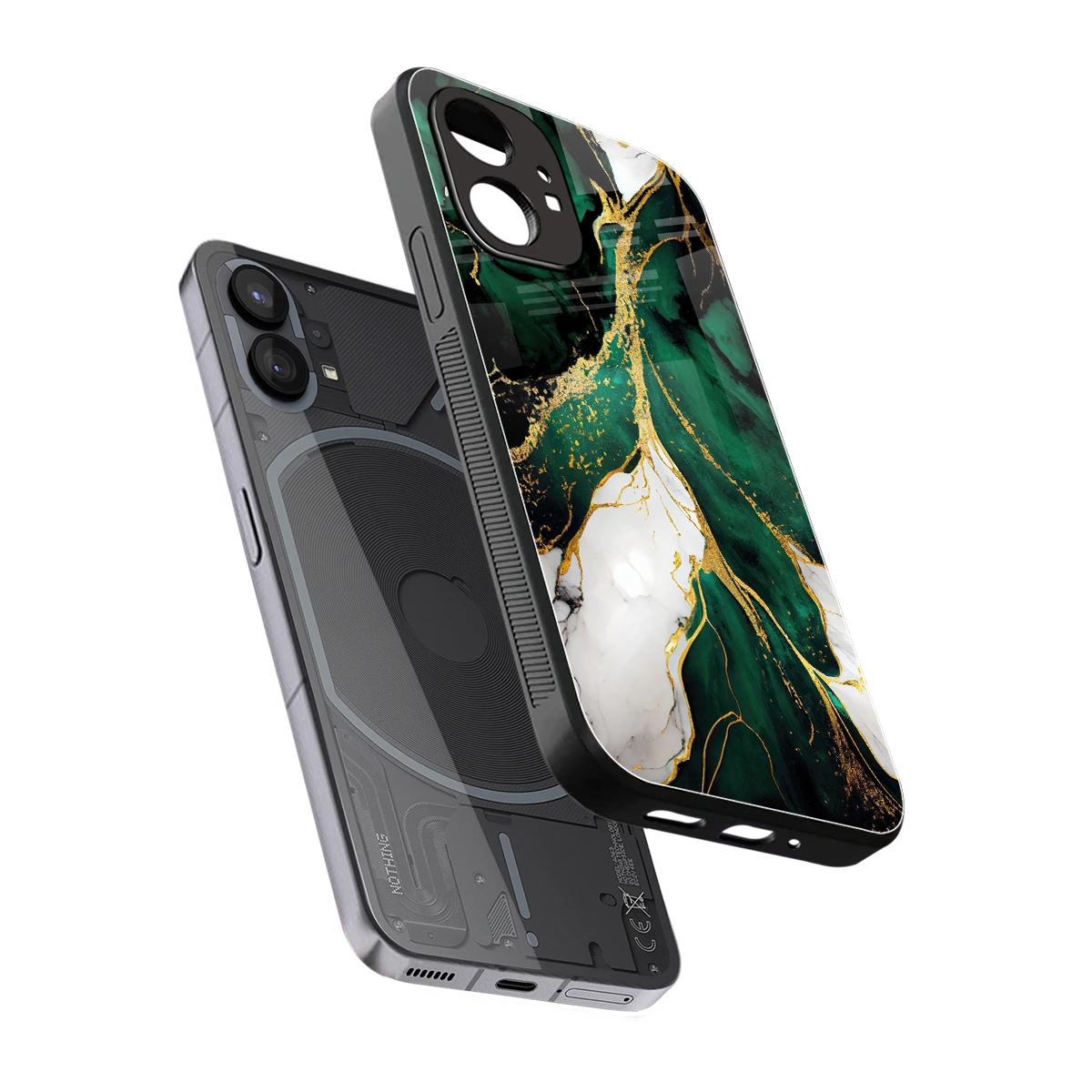 Emerald Luxe sleek nothing phone 1 cover with tempered glass back and TPU edges