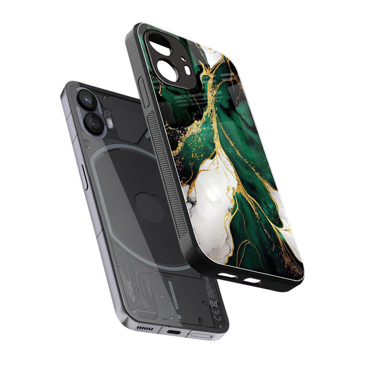 Emerald Luxe sleek nothing phone 2 cover with tempered glass back and TPU edges