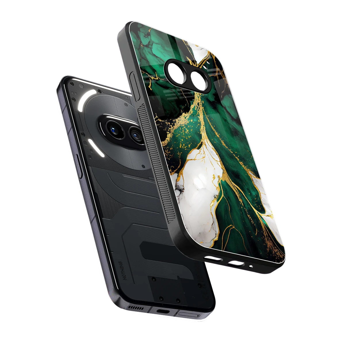 Emerald Luxe sleek nothing phone 2a plus cover with tempered glass back and TPU edges