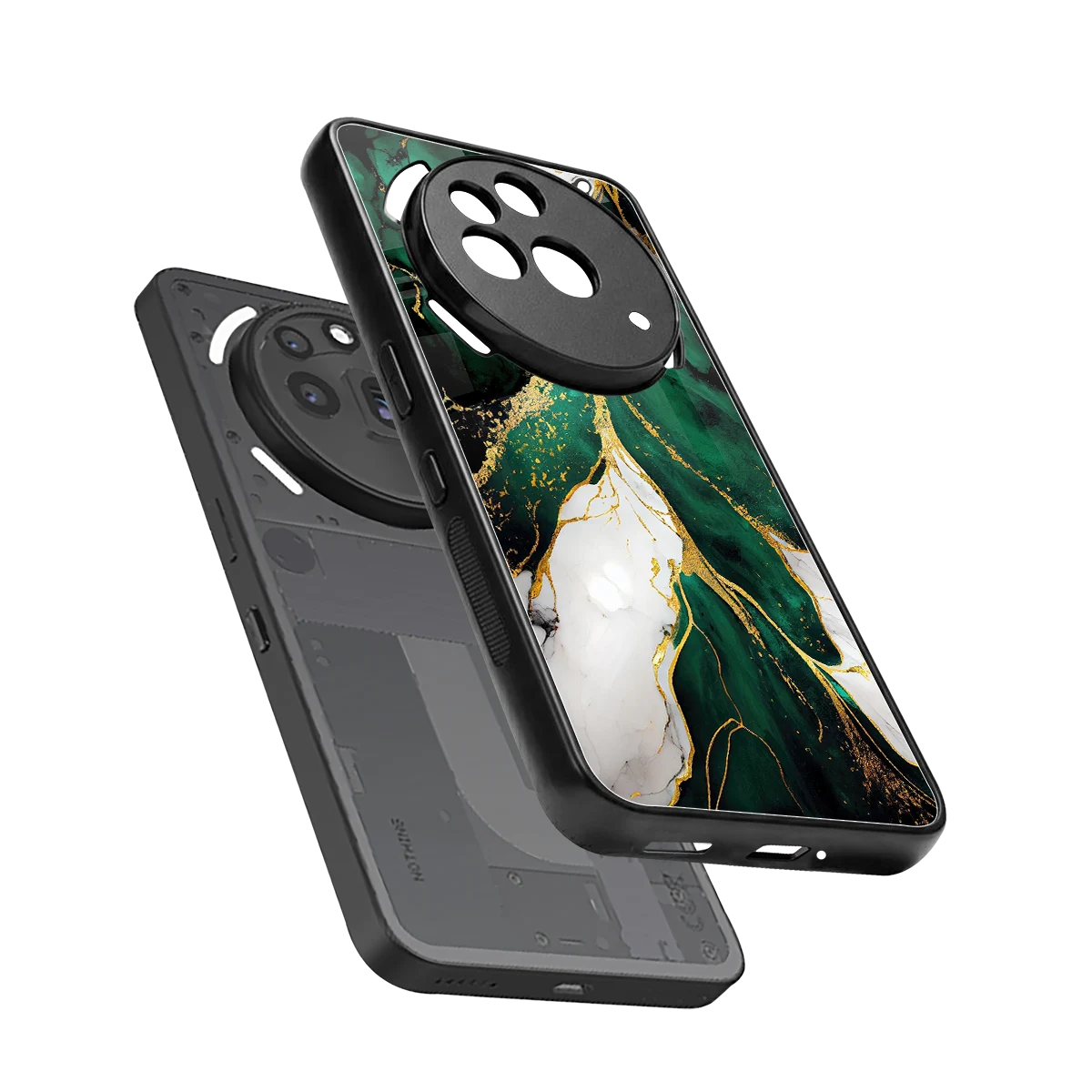Emerald Luxe sleek nothing phone 3a pro cover with tempered glass back and TPU edges