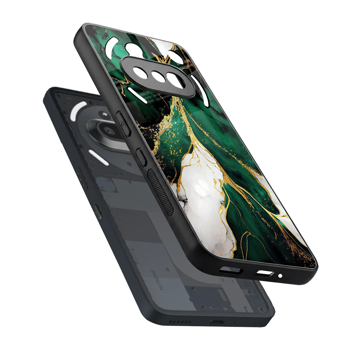 Emerald Luxe sleek nothing phone 3a cover with tempered glass back and TPU edges
