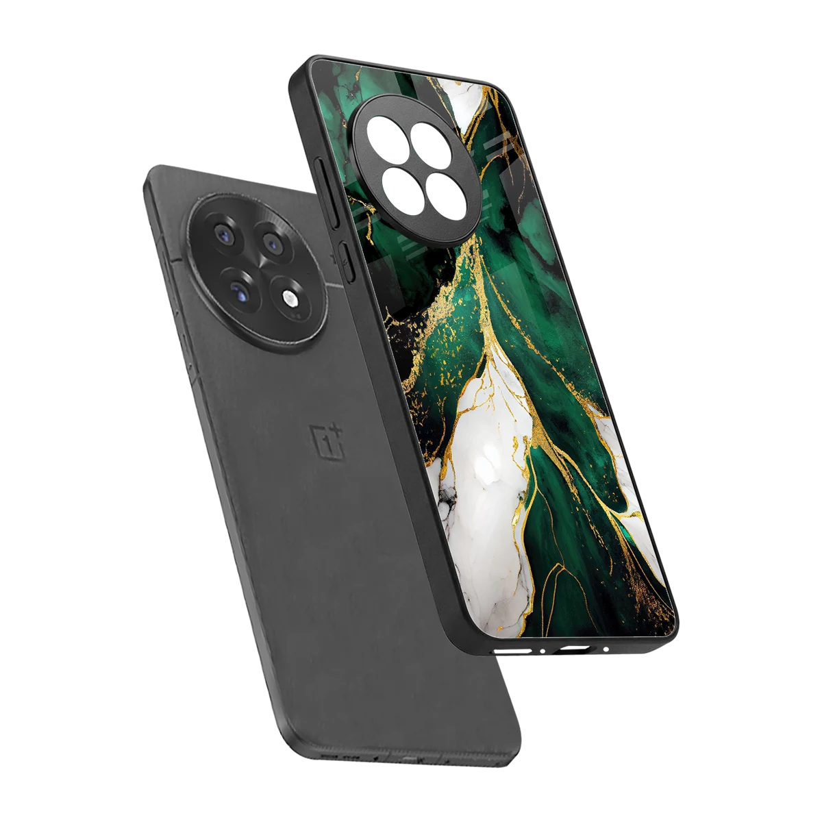 Emerald Luxe sleek oneplus 13r cover with tempered glass back and TPU edges
