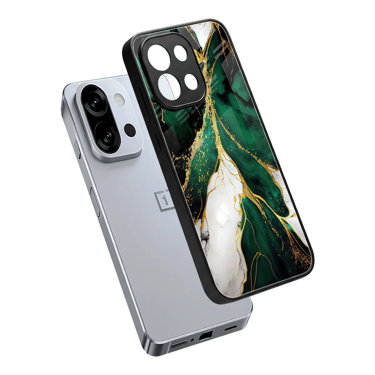 Emerald Luxe sleek oneplus 13s cover with tempered glass back and TPU edges
