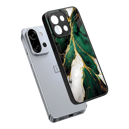 Emerald Luxe sleek oneplus 13s cover with tempered glass back and TPU edges